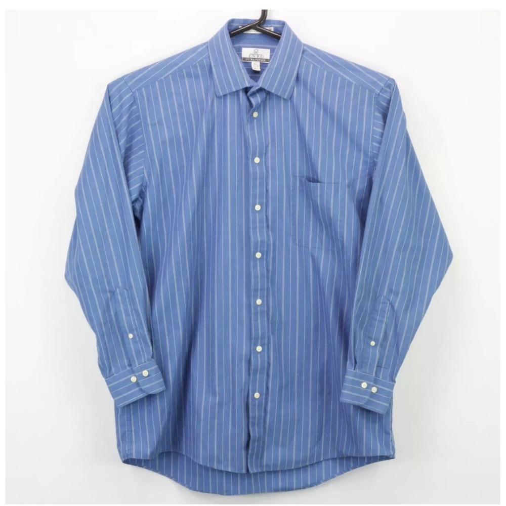 Enro Men's Button Up LS Collared Shirt Size 16.5 Tall Multicolor‎ Striped